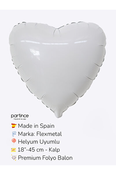 partince 18″ – 45 cm Kalp Folyo Balonlar Paket İçi 1 Adet