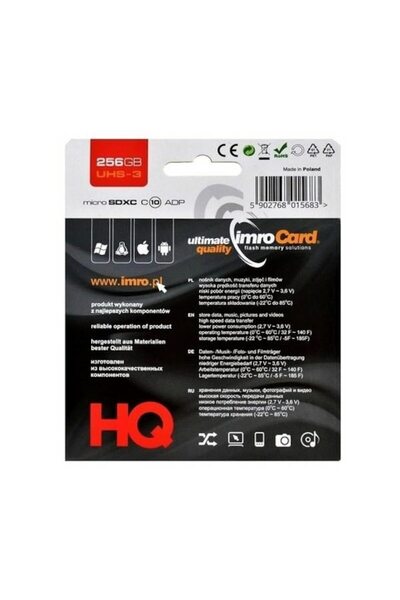 Imro microSDXC 256GB Class 10 (Read 85MB/s, Write 43MB/s)