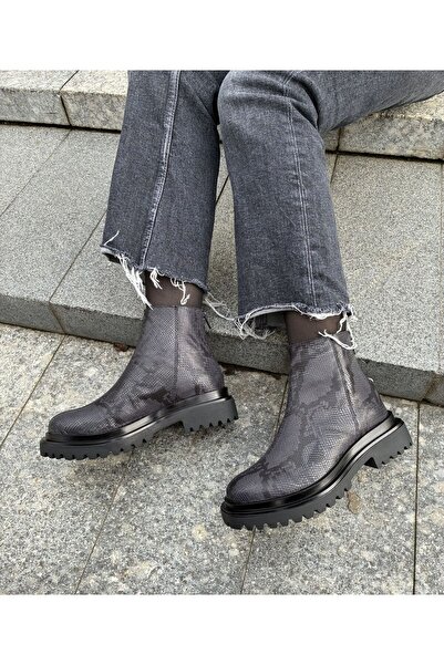 Cameleon Croco Gry Ankle Boots