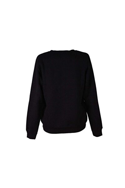 trender 26Kl71S95006 Black Women's Sweatshirt Blue Flower Printed