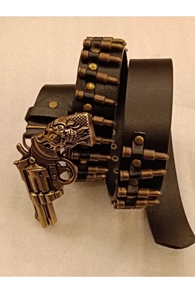 Butik Tülin حزام بمشبك من الجلد الصناعي الأصلي للجنسين باللون الأسود البرونزي...