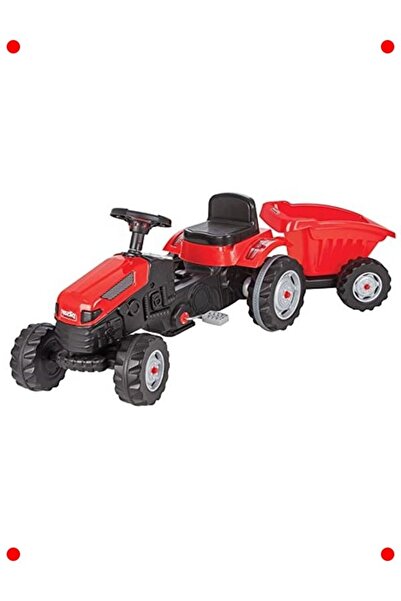 larstkas Pedallı Traktör Römorklu - Kırmızı Aktif Oyun