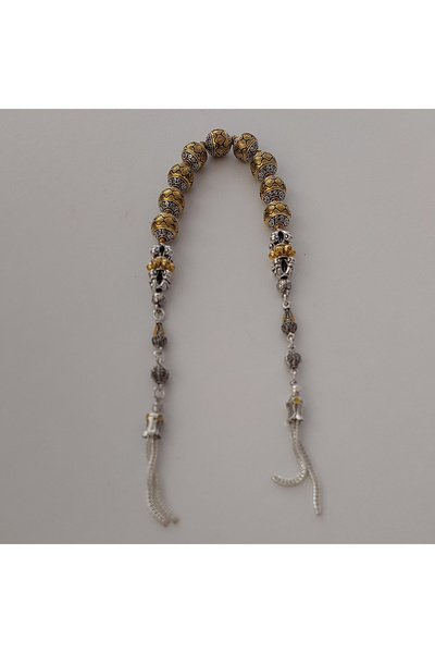 aytens Master Crafted Zamak Zaza Prayer Beads with Brass Inlay and Natural Stones - Special Design