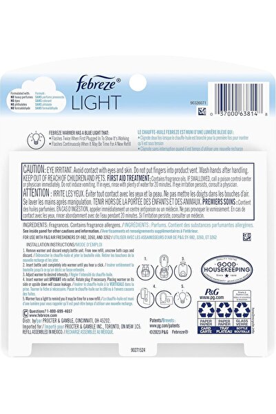Febreze LIGHT Fade Defy PLUG Air Freshener, Bamboo, (2) .84 fl. oz. Oil Refill