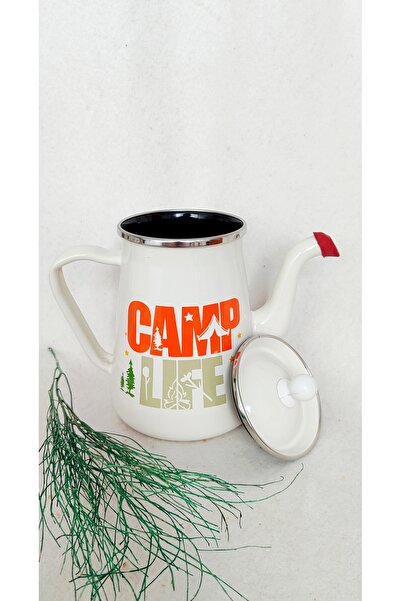 EBRULİEMAYE Camp Life Enamel Coffee Pot 1 Liter Milk Jug Pitcher Oil Pot Camping Teapot