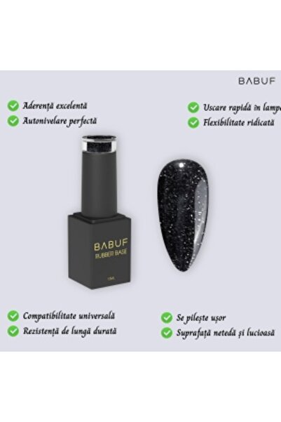 BABUF Rubber Base Glitter | Black Cosmic | RBG 21 | 15 ml