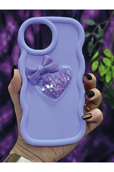 Magic Ring حافظة هاتف آيفون 15 متوافقة مع تصميم القلب والشريط اللامع بلون أرج...