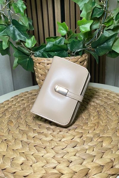 themoiss Women's Beige Wallet - Card Holder Detail, Gold Accessories - Fibag