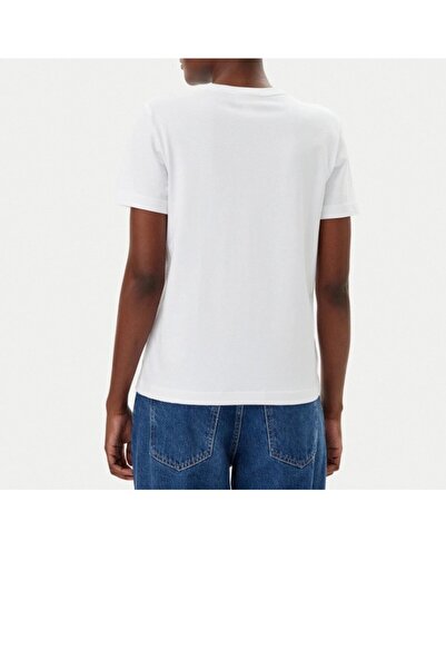 Calvin Klein - Tricou dama, culoare alb, 100% bumbac, logo brodat