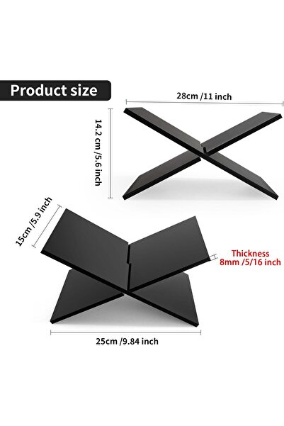ALAYRA International 2-Pcs Black Acrylic X-Shaped Book Stand 28×14.2 & 25×15 cm – Reading & Display