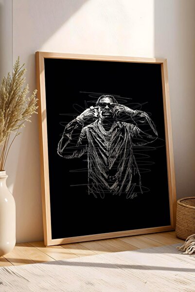 Saturn Pop Smoke Portrait Framed Painting Rapper Hip Hop - Aesthetic Poster