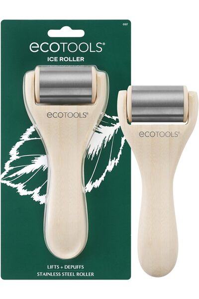 Ecotools Ice Roller Stainless Steel Cooling Roller for Face & Neck, Bamboo Handle, Cruelty-Free