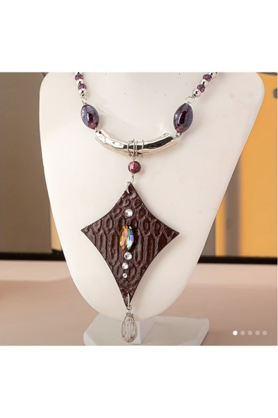 MİLALAZO Stylish and Trendy Retro Style, Unique Purple Handmade Necklace with Snake-Inspired Design