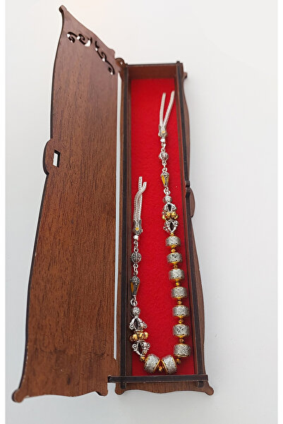 aytens Master Crafted Zamak Zaza Prayer Beads with Brass Inlay and Natural Stones - Special Design