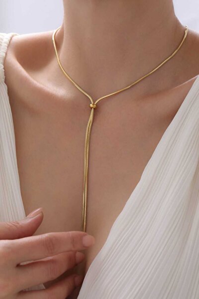 Ayno Modern Tasarım Altın Yılan Zincir Çelik Kadın Kolye