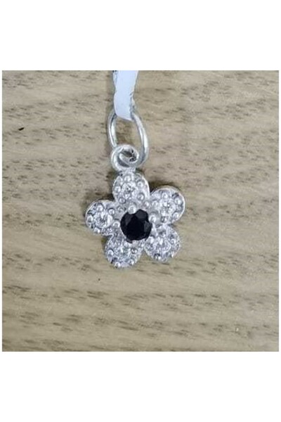 Jolie Silver 925 Silver Pendant, Jolie Silver, Flower Model with Stones, 0.9 g, 1 x 1 cm, Black