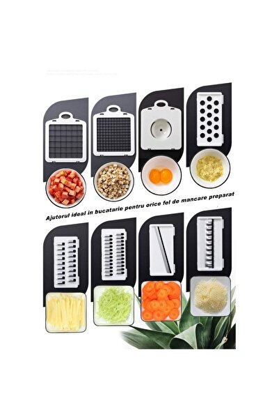 Flippy Multifunctional 8-in-1 Slicer & Grater for Fruits & Vegetables, 10 pcs, Blue/White