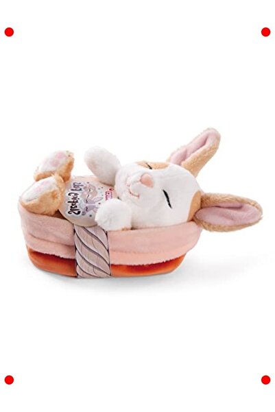 markentegra دمية أرنب صغير نائم - 12 سم مع سلة خوخ