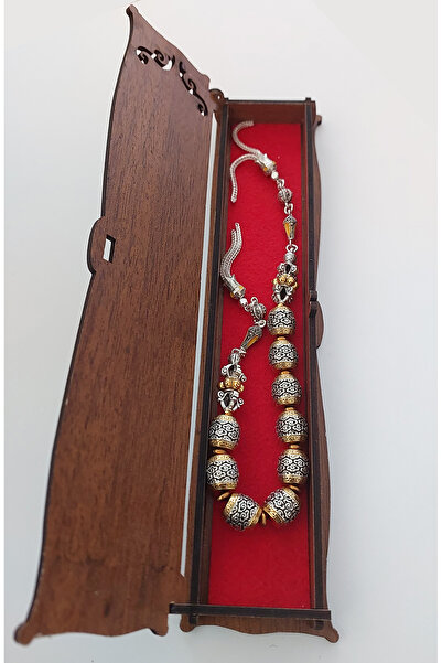 aytens Master Crafted Zamak Zaza Prayer Beads with Brass Inlay and Natural Stones - Special Design