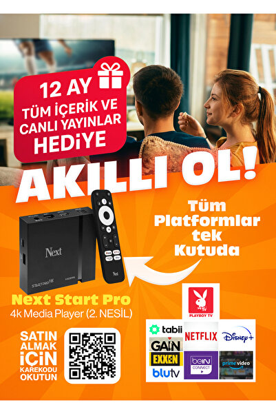 Next Start Pro 4k Media Player (2. NESİL) IPTV Özellikli Hediye Yayın Paketli