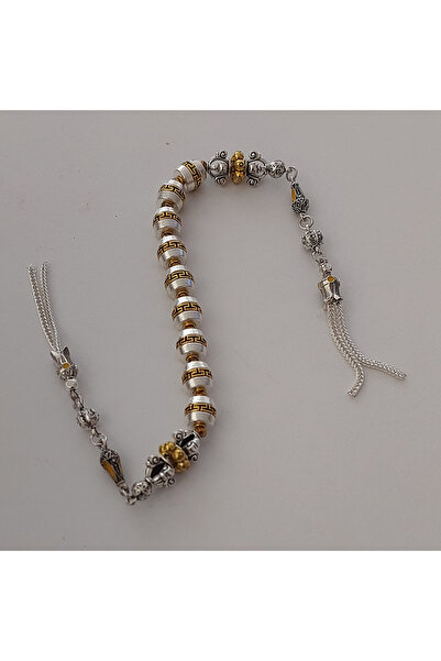 aytens Master Crafted Zamak Zaza Prayer Beads with Brass Inlay and Natural Stones - Special Design