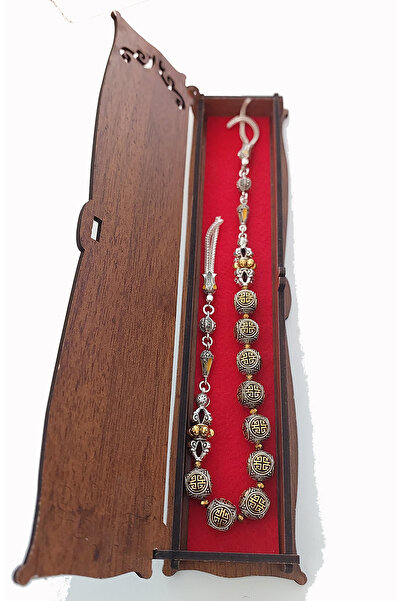 aytens Master Crafted Zamak Zaza Prayer Beads with Brass Inlay and Natural Stones - Special Design