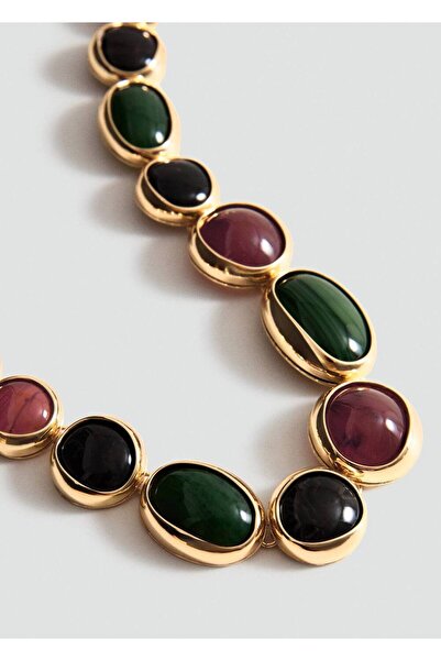 MANGO Woman Reçine boncuklarla kombin edilmiş kolye