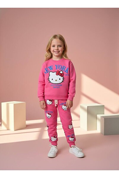 MİNİKO KİDS Lucci Girls' Kitty 3-Ply Non-Iron Tracksuit Set