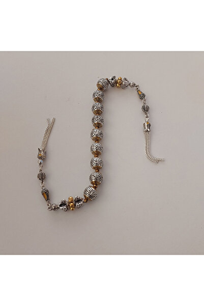 aytens Master Crafted Zamak Zaza Prayer Beads with Brass Inlay and Natural Stones - Special Design