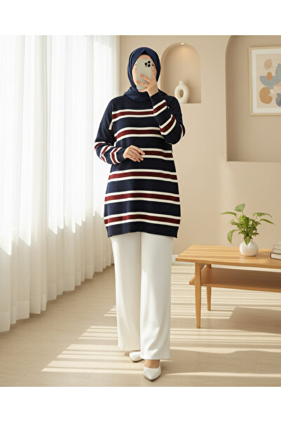 Modamorfo Colorful Striped Casual Knitwear Tunic -Laci