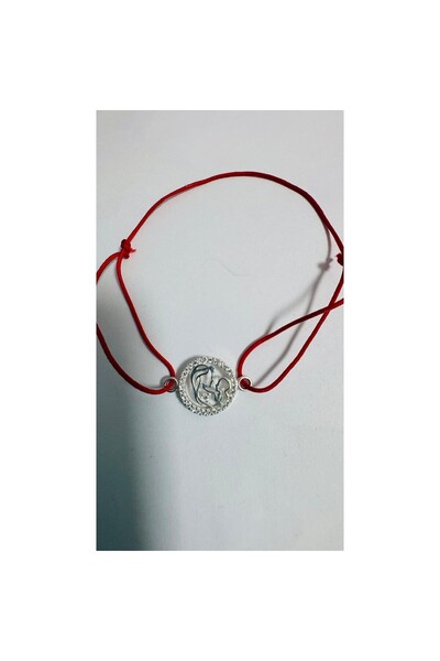 Jolie Silver Adjustable Cord Bracelet, 925 Silver, Mother and Child, 1.2 g,