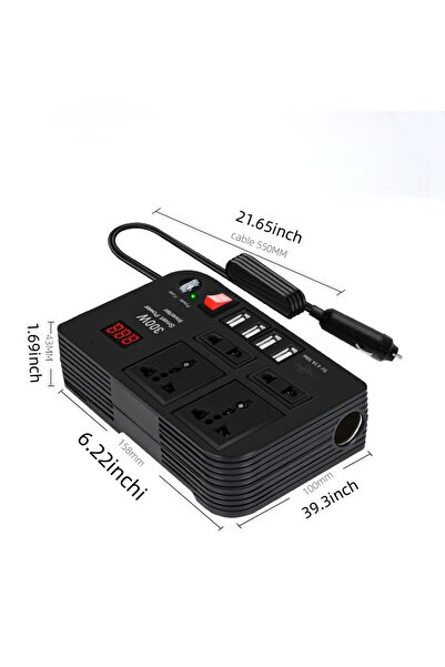 Generic 300W Portable Power Station Charging Setup Inside a Car Power Converter