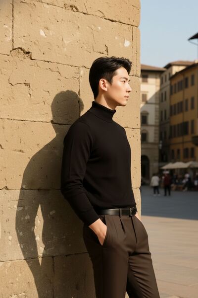 COMBİNE MİCHAİL Чоловічий повсякденний стильний розслаблений чорний трикотажний светр