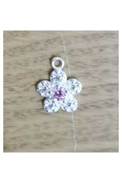Jolie Silver 925 Silver Pendant, Jolie Silver, Flower Model with Stones, 0.9 g, 1 x 1 cm, Pink
