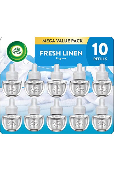 Air Wick Plug in Scented Oil Refill, 10ct, Fresh Linen (Eco Friendly Pack)