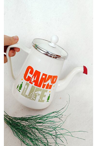 EBRULİEMAYE Camp Life Enamel Coffee Pot 1 Liter Milk Jug Pitcher Oil Pot Camping Teapot