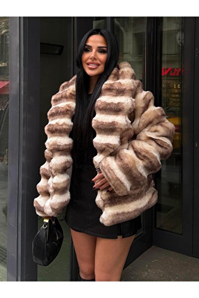 maymagaza Sontra Kısa Kürk Kırçıllı Bej