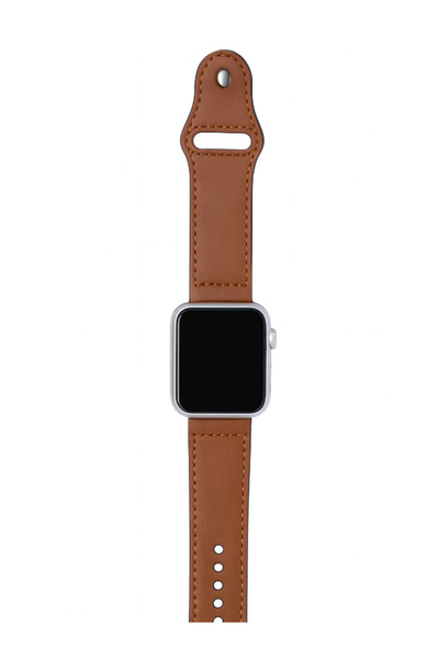 OEM Leather Strap for Apple Watch, Brown, Unisex, Compatible 42–45 mm, Series 1–9/SE/Ultra