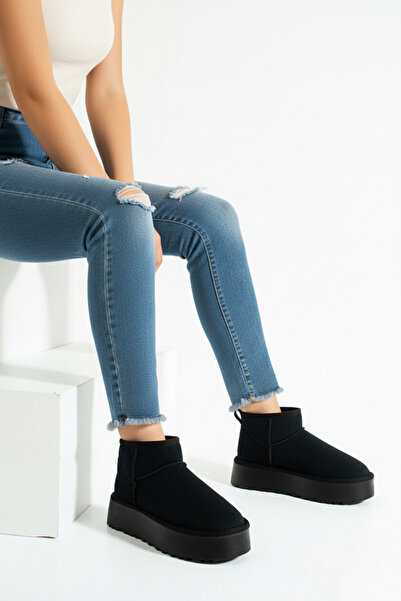 Bermody Frelyn Women's Suede-Look Thick 4 cm Poly Sole Warm Boots