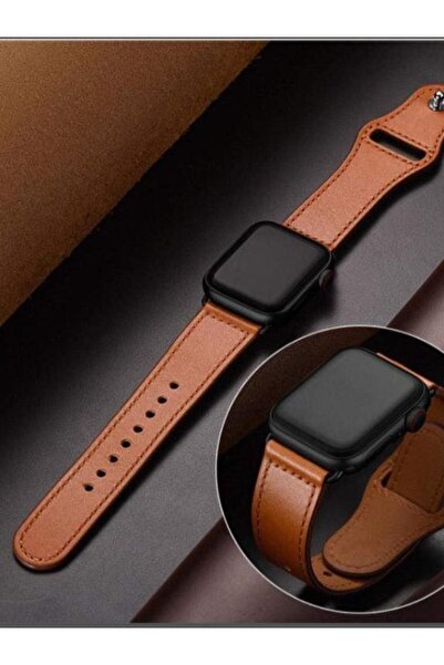 OEM Leather Strap for Apple Watch, Brown, Unisex, Compatible 42–45 mm, Series 1–9/SE/Ultra