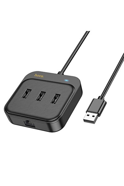 GERICOM 4-in-1 USB-A Hub Adapter — 3× USB 3.0 + RJ45, 1.2 m, 100W, Polycarbonate, Black
