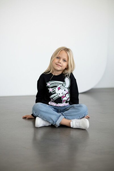 RONYPONY طقم سويت شيرت للأطفال من Kiz Cocuk مطبوع مجموعة كاجوال