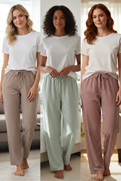 LVORİA بيجامة نسائية منقوشة مكونة من قطعة واحدة 3 قطع