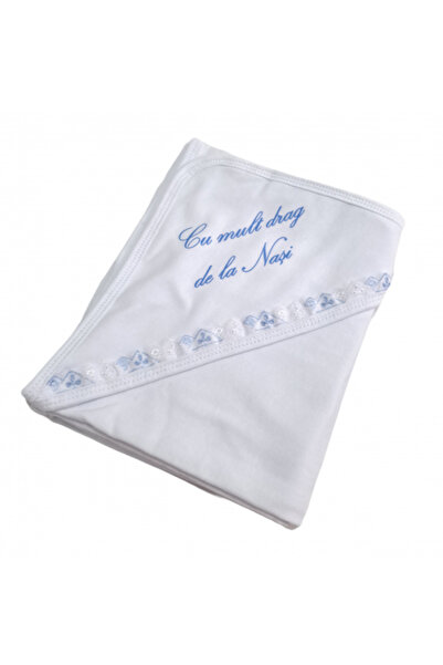 Bubu Kids Creations Hooded baby blanket with embroidery