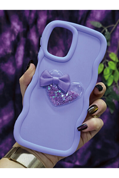 Magic Ring Samsung Galaxy A22/M22/M32 Uyumlu Kalpli ve Kurdeleli Yıldız Simli Lila Telefon Kılıfı