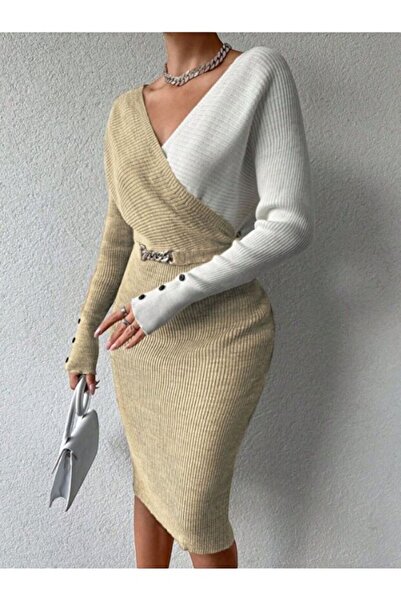 Cistern İstanbul Women's Color Block Knitwear Dress