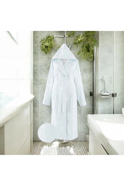 VENTİ VENTİSCA Cotton Velvet Hooded Unisex Bathrobe