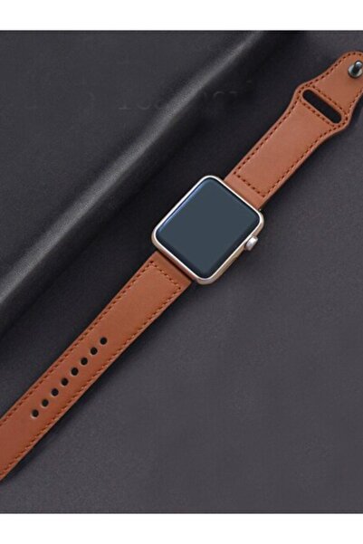 OEM Leather Strap for Apple Watch, Brown, Unisex, Compatible 42–45 mm, Series 1–9/SE/Ultra