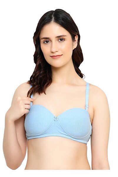 RAJNI Women's Teens Strapless Bra Cotton Lycra Soft Stretch Padded Seamless WireFree Removable Straps
