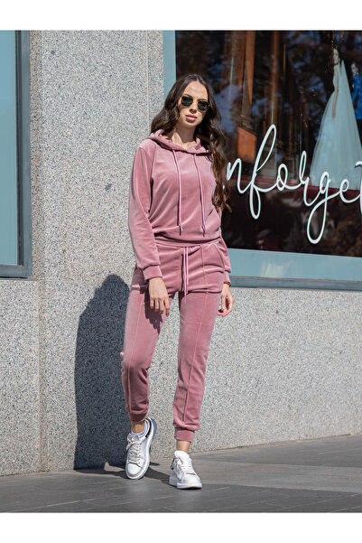 Divin store Ana powder pink velvet tracksuit